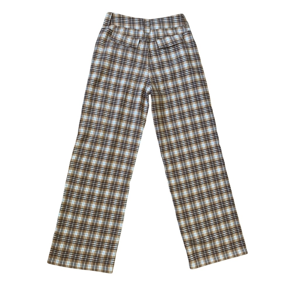 Hollister High-Rise Baggy Plaid Pants Brown Blue Wide Leg Trousers W25 Size 1R - Picture 3 of 6
